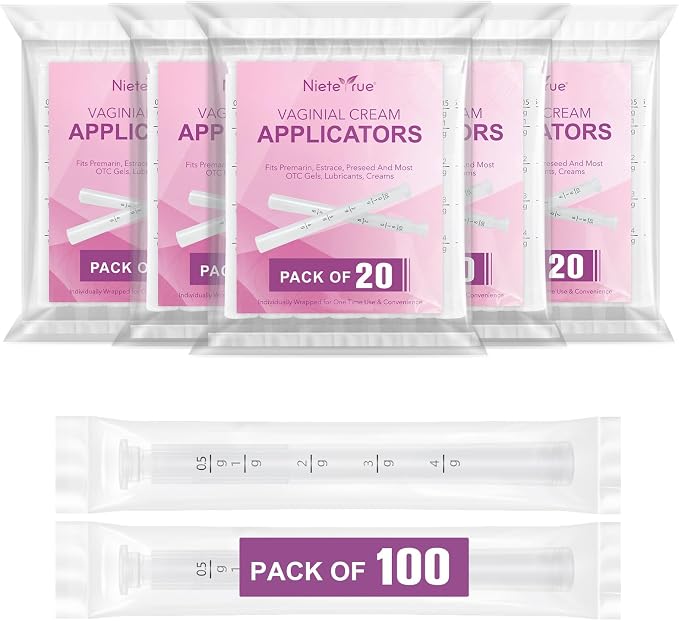 Disposable Vaginal Applicators – Updated with Dosage Markings, Individually Wrapped for Hygiene, Fits Most Lubricants, Creams & Gels, Feminine Care Essentials (100 Pack)