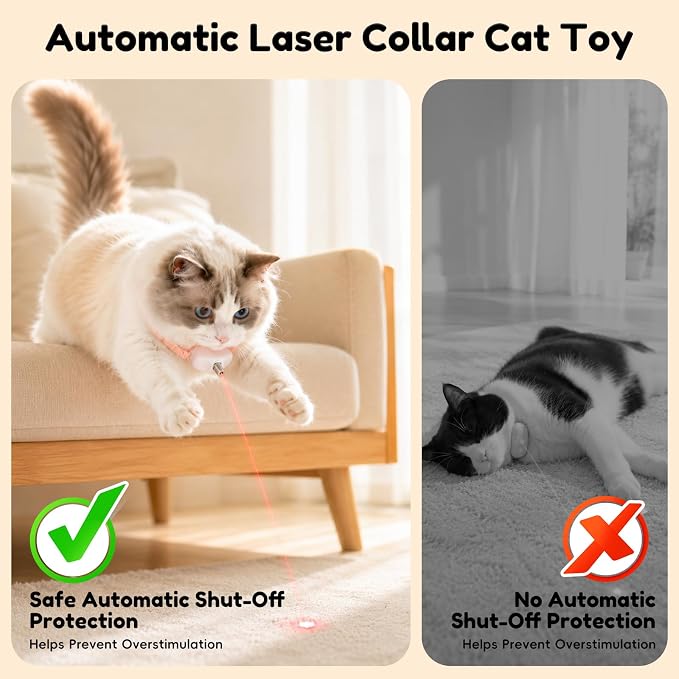 2-Pack Automatic Laser Cat Collar Toys, Upgraded with Flash and Endless Play Modes, Fits 8–12-inch Cat Collars, 41° Adjustable Angle, 1-Hour Charge for 12 Hours of Play, Cat Gift.