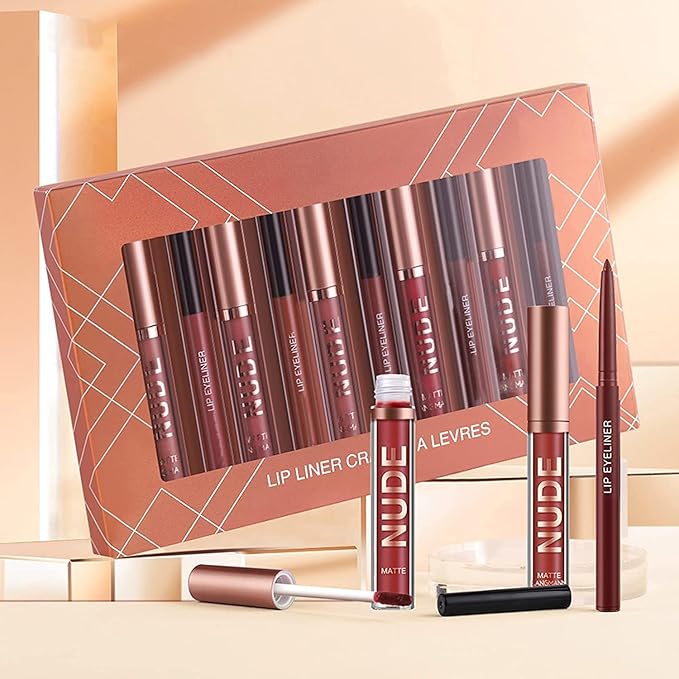 Liquid Lipstick, Lip Liner,Waterproof and Transfer Proof Pink Lip Tint, Matte Finish Lip Gloss,Non-stick Cup Liquid Lipstick Nude Lip Gloss for Women