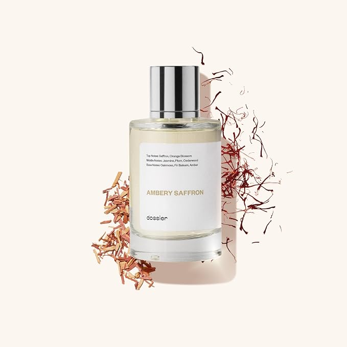Dossier - Ambery Saffron - Eau de Parfum - Inspired by MFK's B.accarat R.ouge 5.40 - Vegan, Unisex Perfume Spray - 3.4 Fl Oz (100ml)