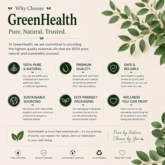 GreenHealth Eucalyptus Essential Oil – 1 fl oz (30 ml) Amber Glass Bottle w/Euro Dropper – 100% Pure Essential Oil