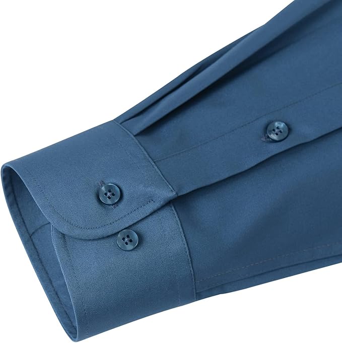 J.VER Men's Dress Shirts Solid Long Sleeve Stretch Wrinkle-Free Formal Shirt Business Casual Button Down Shirts
