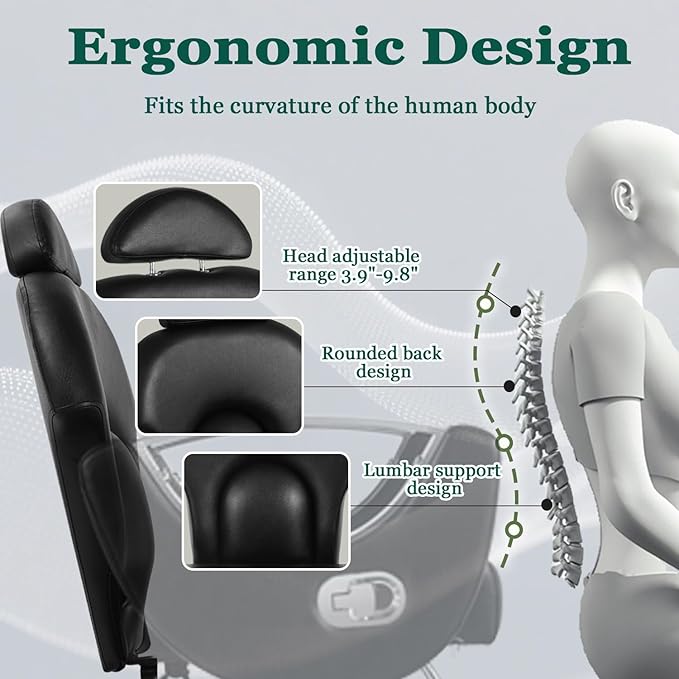 Black Reclining Salon Chair for Hair Stylist, Heavy Duty Hydraulic Pump Barber Hair Chairs, 360 Swivel Styling Chairs for Home Barbershop Beauty Spa Equipment