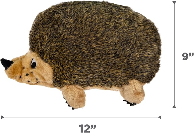Outward Hound Hedgehogz Plush Dog Toy, Squeaks & Grunts, XL, 12" x 9" | Soft Realistic Faux Fur, Round for Rolling & Chasing, Cuddle & Carry, Interactive Fetch, Light Chewers, Dogs & Puppies