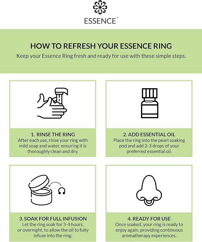 Essence Wearable Aromatherapy Nasal Diffuser – Stress Relief Essential Oil Nose Ring Refresh Kit – Personal Scent Clip for Travel, Work & Everyday Use – Made in USA