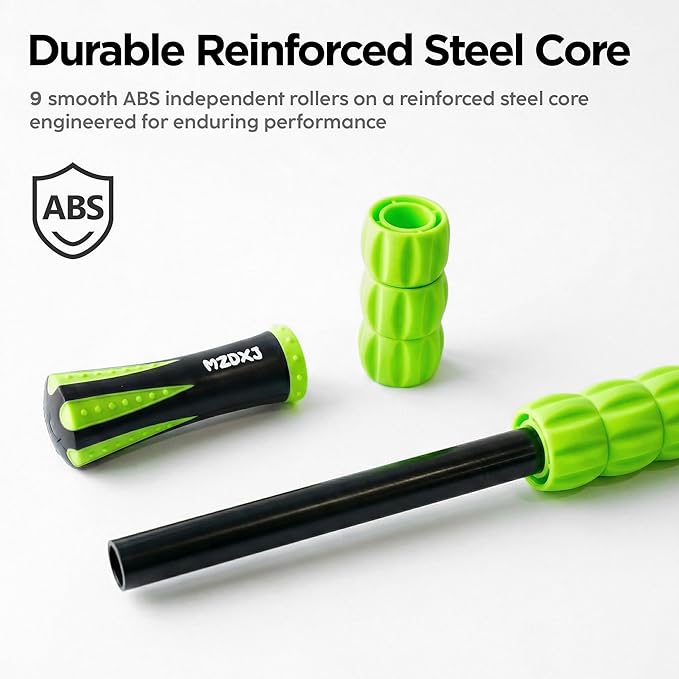 Muscle Roller & Massage Roller Stick for Athletes - Lymphatic Drainage Support, Relieves Muscle Soreness, Cramping & Tightness - Targets Legs, Arms, Back & Calves (Green - 18inch)