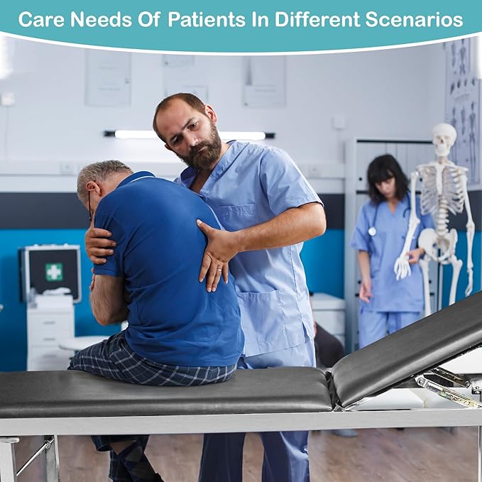 Adjustable Exam Table,Doctor Bed with Folding Legs is Stable and Durable,Folding Medical Exam Table Holds 500 lbs for Clinical Examination 、Massage 、Spa Beds、Beauty