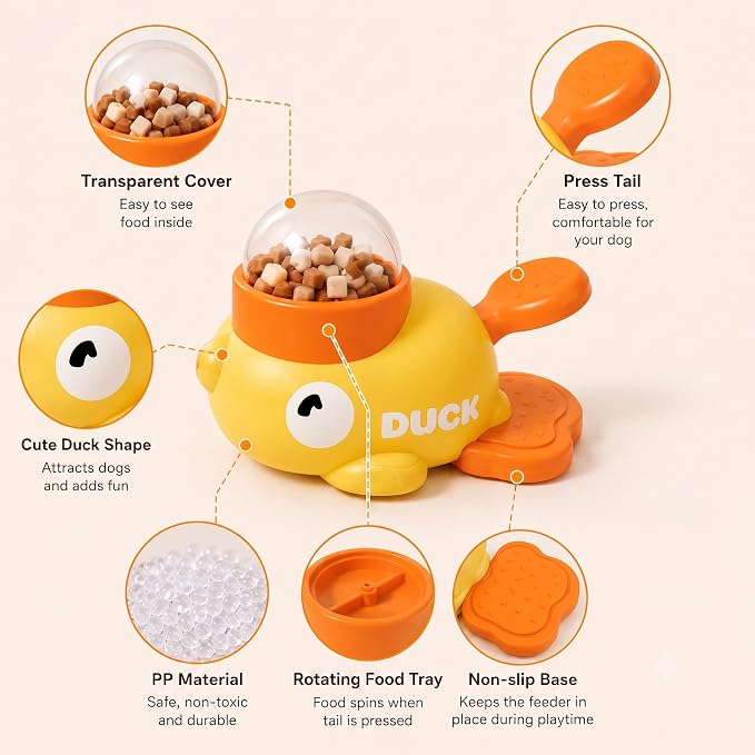 Yorkie Feeding Duck Toy, Yorkie Puppy Essentials, Interactive Dog Toys Food Puzzle Slow Feeder, Cat Treat Dispenser Toy, Slow Feeder To Prevent Bloating, IQ Training And Exercise Small Animal Bowls