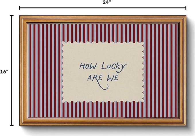 How Lucky Are We Gold Framed Wall Art Striped Quotes Wall Decor Art | Preppy Inspirational Picture Canvas Art Funky Vintage Small Framed Prints Artwork For Apartment Dorm Bedroom Vanity Bookshelf