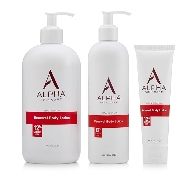 Alpha Skin Care Revitalizing Body Lotion, 12% Glycolic AHA, Simple & Effective Daily Moisturizer Hydroxy Acid, Hydrates & Exfoliates for Soft, Smooth Skin, Anti-Aging, Travel Size, 3 Oz