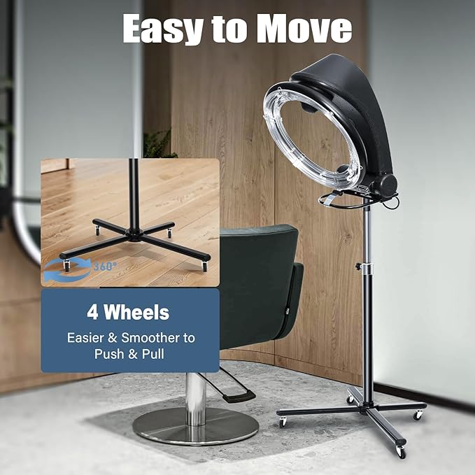 3 in 1 Professional Orbiting Hair Dryer, 110V 950W Adjustable Height Temperature and Time Salon Standing Hair Dryer Infrared Hair Color Processor with Rolling Base for Salon Home Hair Care