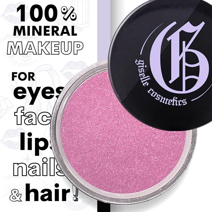 Bubble Gum Mineral Loose Eye Shadow - Organic, Shimmer, Sparkle & Glitter Eyeshadow Palette Makeup | Pink, Lavender, Purple, Hot Pink, Metallic Eye Cream | Eye Glitter Singles