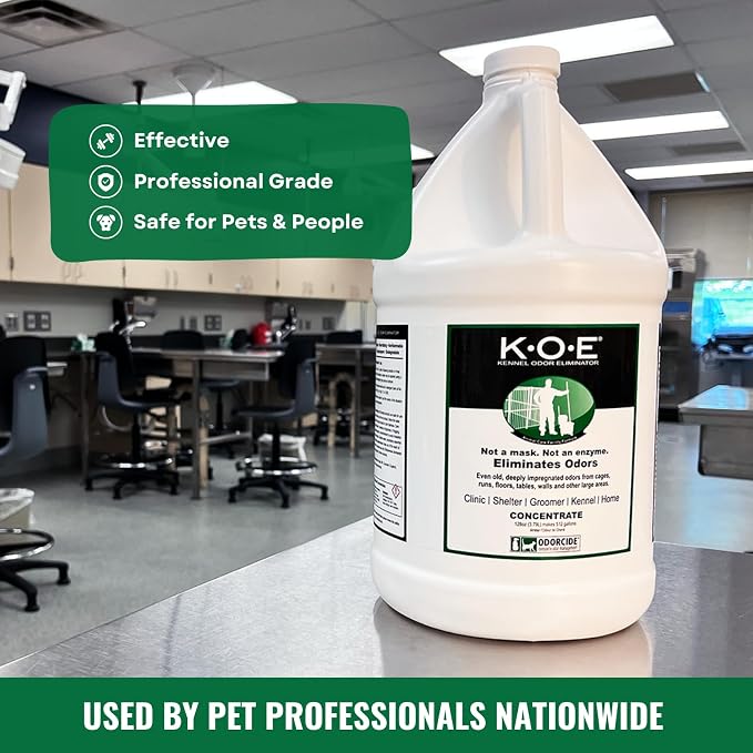 Thornell KOE Kennel Odor Eliminator Concentrate, Odor Eliminator for Strong Odors, Great for Cages, Runs, Floors & More, Pet Odor Eliminator for Home & Kennel w/Safe, Non-Enzymatic Formula, 128 oz