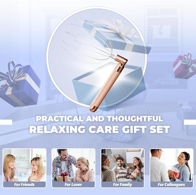 Head Massager Scalp, Vibrating Electric Scalp Massagers, Battery Powered Head Scratchers Massager Whisk Hair Massage Relax Tool with 20 Metal Fingers for Stress Relief, ldeal Gift for Women & Men
