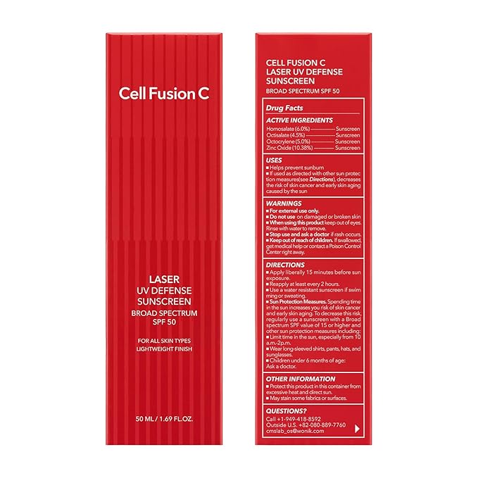 Cell Fusion C Laser UV Defense Face Sunscreen SPF 50, PDRN & 6 Ceramides, Broad Spectrum Korean Sunscreen for Face, Soft Matt Finish, 50ml / 1.69 fl.oz