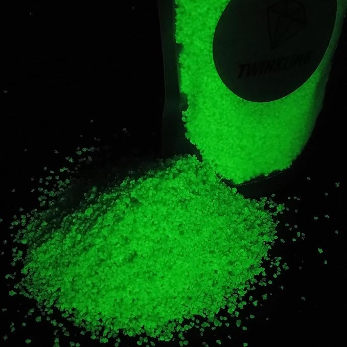 TWINKLING Glow in The Dark Crushed Glass, Broken Glass Glitter, Glow in The Dark Stones Gems Chips for DIY Resin Art Epoxy Crafts, Nail Art, Jewelry Making, Geode Painting, 0.85mm(100g) (Green)