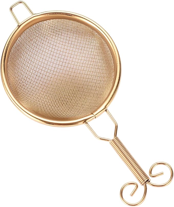 Generic Copper Tea Strainer Mesh Tea Filter Double-layer Tea Drain Household Tea Infuser for Hotel, C, 13.3cmx6cm