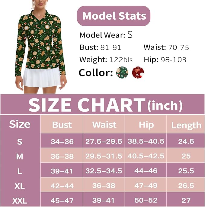 Soneven Womens Golf Shirts Moisture Wicking V Neck Long Sleeve Polo Shirts Collared Tops