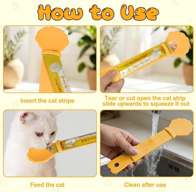 3PCS Cat Treat Spoon Squeeze Dispenser Lickable Cat Treat Feeder