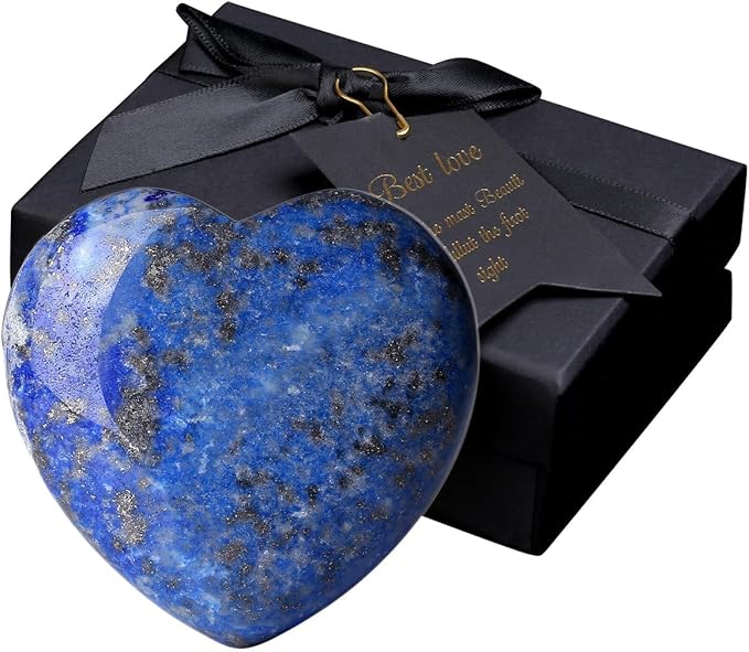 MAIBAOTA 60 mm Lapis Lazuli Crystal Large Heart Love Stone Healing Crystals Heart Stone for Women Natural Reiki Gemstone Polished Heart Shaped Rocks Meditation