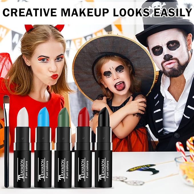 3 Colors Face Body Paint Eye Black Sticks for Sports Football Baseball Softball,Convenient Design Facepaint for Halloween SFX Clown Cosplay Makeup(Blue/Black/Red Body Paint Sticks)