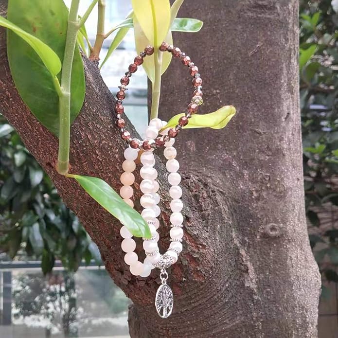 Jardme Healing Crystal Bracelets for Women, 8mm Beaded Natural Stone Stretch Chakra Bracelets Tree of Life Bracelet Jewelry Gifts for Women