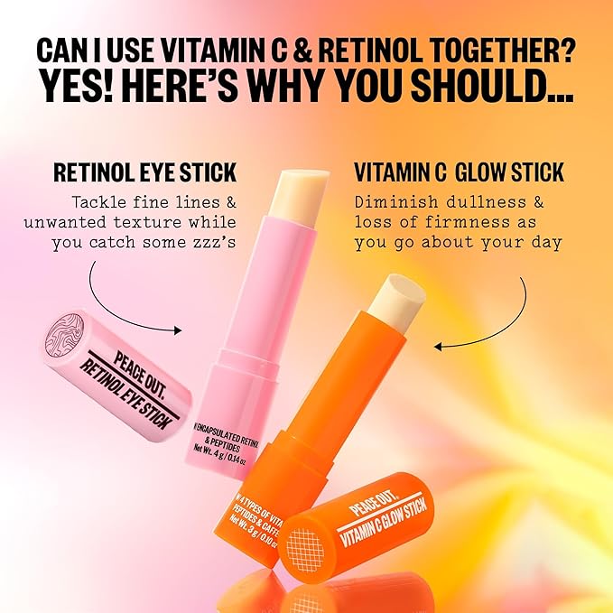 PEACE OUT Retinol Eye Stick, Under Eye Treatment for Hydration, Fine Lines & Wrinkles, with Encapsulated Retinol, Peptides & Squalane for Smoother Looking Under Eyes, 0.14 oz