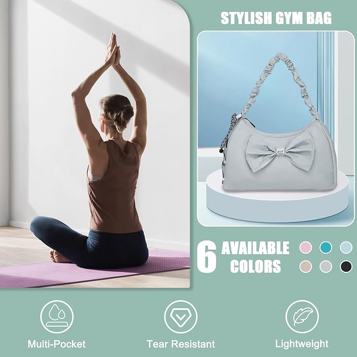 WOLT Gym Bag For Women, Yoga Mat Bag with Shoes Compartment, Wet Pocket and Water Bottle Pocket