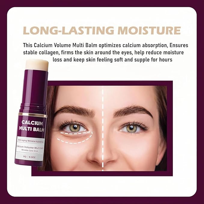 EYES Cemenrete Calcium Multi Balm, Calcium Volume Multi Balm, Wrinkle Core Stick, Korean Collagen Moisturing Stick, Anti-aging, Hydrating, Almond & Vitamin E for Lip Balm Cream Neck(2pcs)