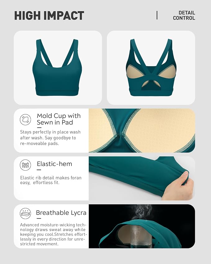 RUNNING GIRL Sports Bras for Women,Light Impact Molded Cup Strap Sports Bra with Sewn in Pads,Best for A-C Cup