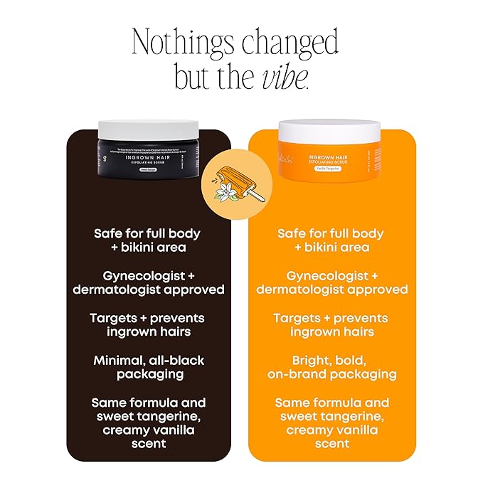 Bushbalm Ingrown Hair Exfoliating Scrub – Pre-Shave Sugar Scrub for Ingrown Hairs, Razor Bumps & Dry Skin – Gently Buffs & Soothes Sensitive Skin - Vanilla Tangerine 236 ml - Formerly Sweet Escape