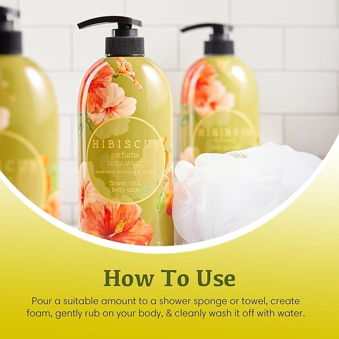 Jigott - Hibiscus Perfume Body Wash 25.3 FL OZ/ 750ml, K-beauty Daily Body Cleanser