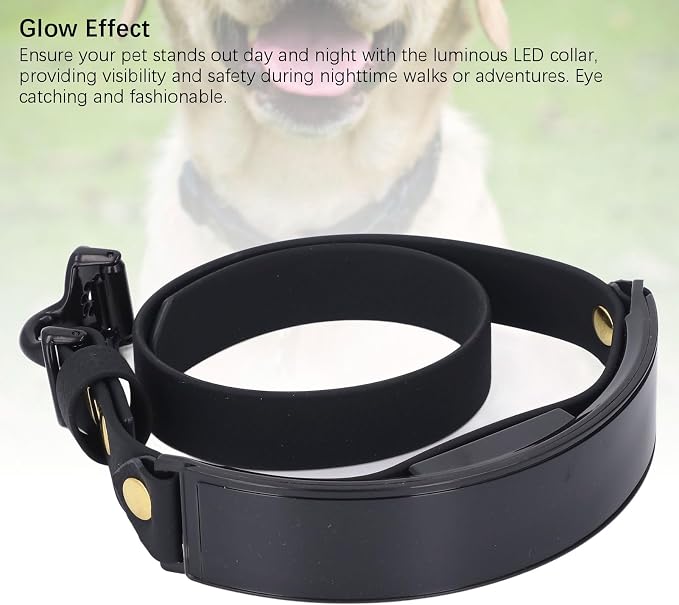 LED Dog Collar Smart DIY Screen Rechargeable Light Up Collar, Glowing Pet Necklace with APP Control, Luminous for Night Walking Safety, PU Leather Adjustable 25.6 Inch (Green Light)
