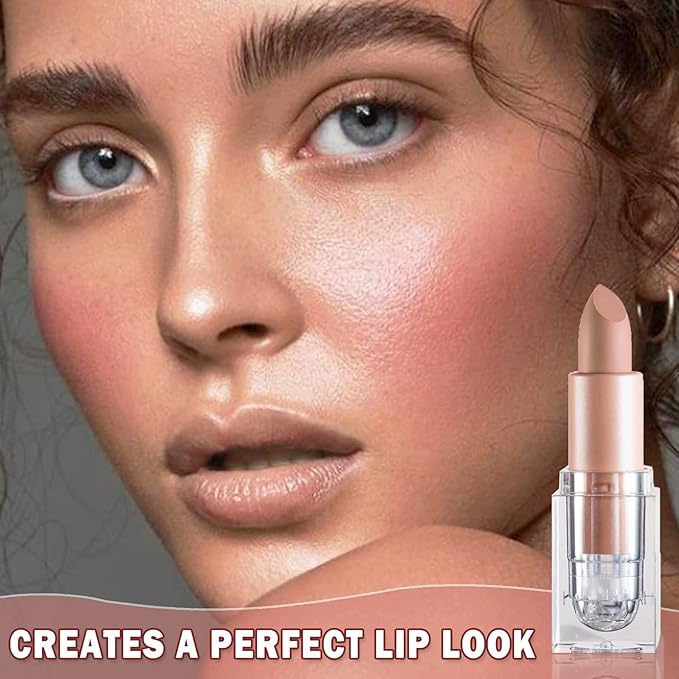 Matte Nude Lipstick Velvet Lip Gloss Non-Fading Non-Sticky Cup Nude Lipstick Matte Lip Stain Long Lasting Waterproof Lipstick for Women Girls Daily Lip Makeup - White Peach