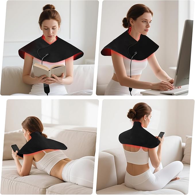 Red Light Therapy for Neck and Shoulder Heating Pad, Red Light Therapy Mat for Body with 660nm & 850nm, 210 LEDs redlight with Adjustable Timer & Intensity, Gifts for Women Men