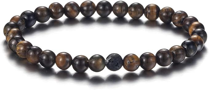 Softones 6MM Lava Rock Aromatherapy Anxiety Essential Oil Diffuser Beads Bracelet for Women Men,Friendship Couples Gifts Natural Stone Bracelets