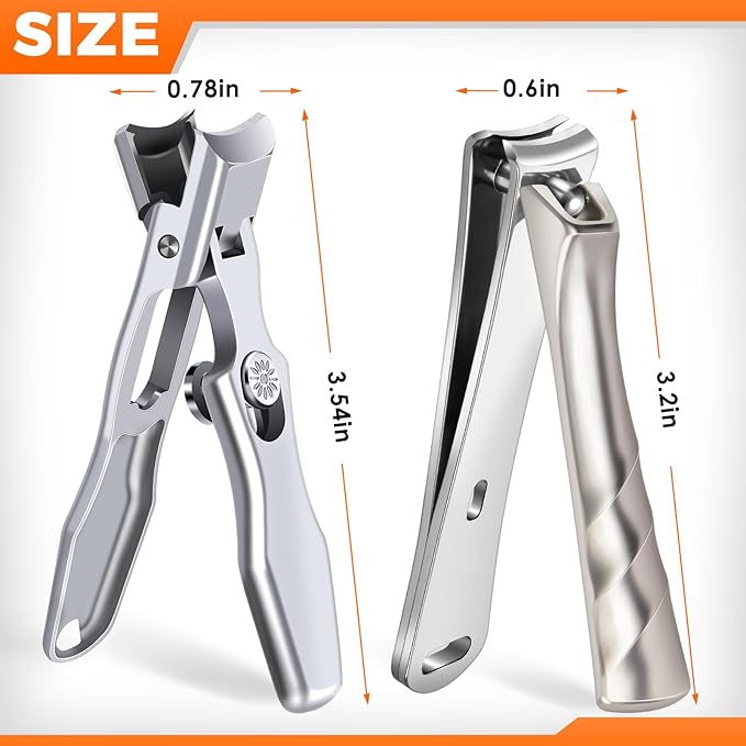 Nail Clippers for Men Thick Nails, Large Toenail Clippers for Seniors Thick Toenails with Wide Opening, Ultra Sharp Anti Splash Fingernail Clipper Cutter Long Handle with Catcher
