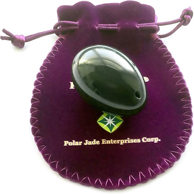 Polar Jade Nephrite Jade Stone Egg – Medium Size (43 × 30 mm), Natural Jade Healing Stone, Predrilled Polished Gemstone Egg