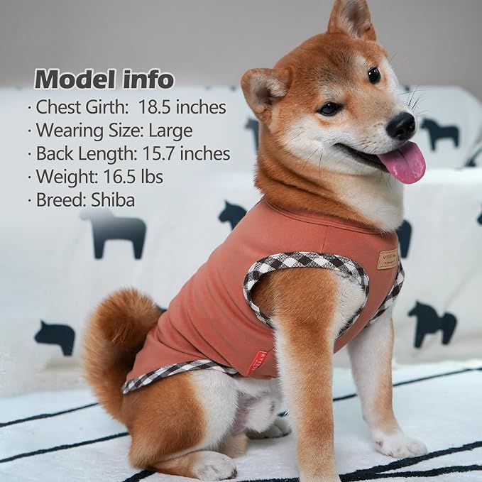 KYEESE 2Pack Dog Shirt Sleeveless Dog Sweatshirt Soft Fleece Coats Stretchy Vest Pullover Clothes Lightweight Sweater for Small,Brown+Khaki,L