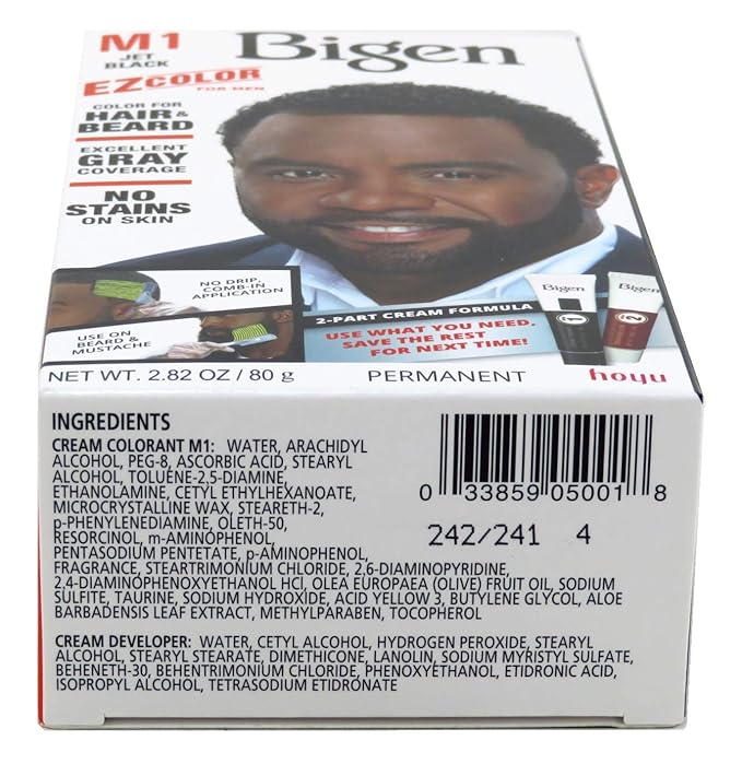 Bigen EZ Color Hair Color for Men - Jet Black Kit M1 1 Count (Pack of 6) (BU02P02966)