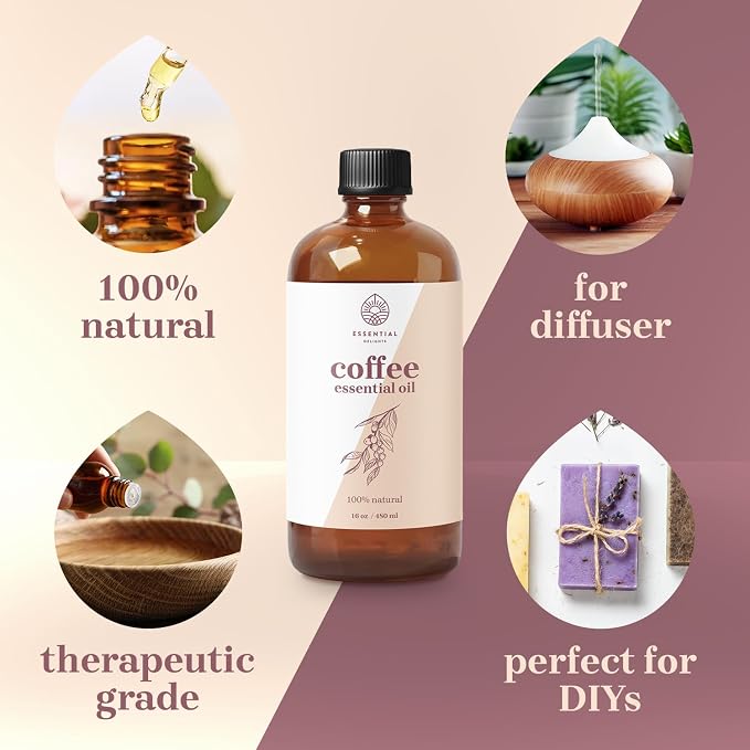 Coffee Essential Oil - Premium Grade 100% Undiluted Essential Oil | for Aromatherapy, Soaps, Lotions, & Candles | Vegan & Cruelty Free (16 Fl Oz)