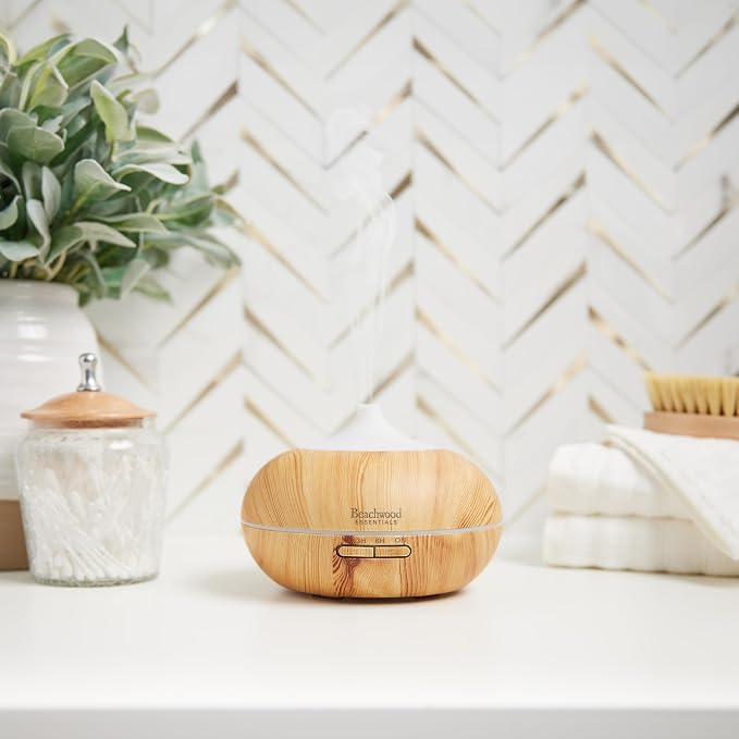 Ultimate Ultrasonic Aromatherapy Diffuser for Essential Oils - Therapeutic Grade, Helps You to Relax - 3 Timer & 7 Ambient Light Settings - Up to 16 Hours of Use - Cherry, 300mL