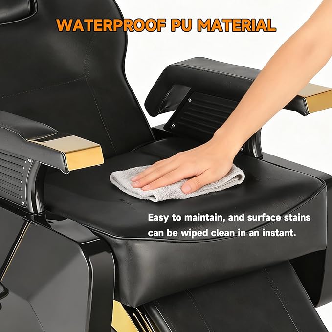 Salon Chair Barber Chair Hydraulic Recline Barber Chairs Hair Chair for Barbershop Hair Salon Equipment Styling Chair with Heavy Duty Hydraulic Pump Black Gold