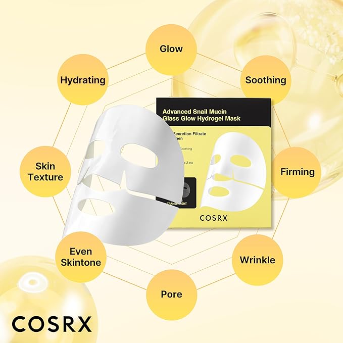 COSRX Snail Mucin Sheet Mask 10EA + Hydrogel Collagen Mask 3EA- Self Care, Stocking Stuffers, Travel Essentials, Gifts for Women, Face Masks for Dry Skin, Korean Skin Care