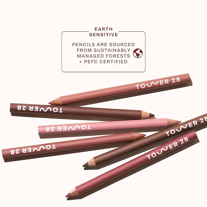 Tower 28 OneLiner - Multi-Use Creamy Lip Liner, Eyeliner & Face Makeup Pencil for Sensitive Skin - Hydrating, Vegan Formula with Shea Butter - Matte, Long-Lasting Finish - Warm Rose (1 Count)