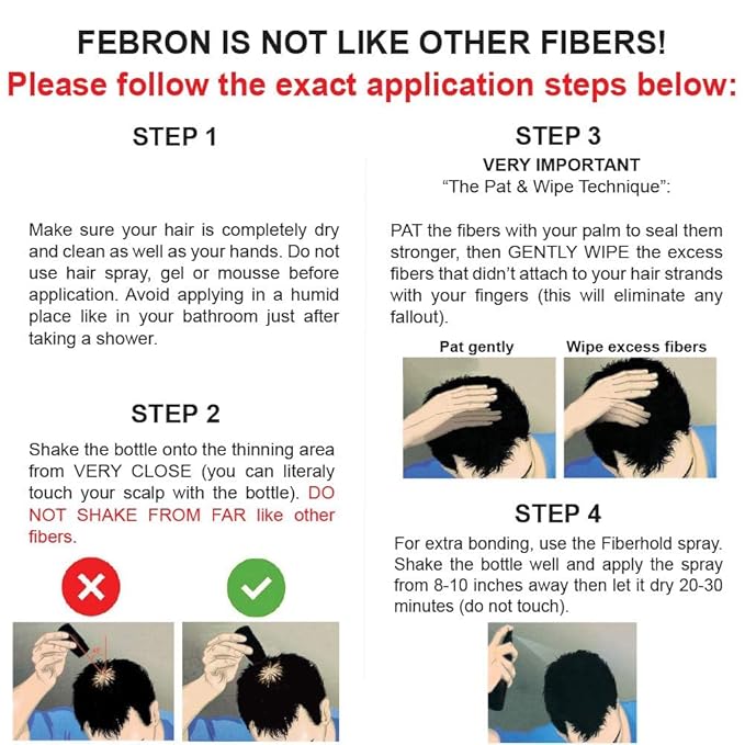 FEBRON Hair Fibers For Thinning Hair LIGHT BROWN Giant 30G For Women & Men Hair Loss Concealer Hair Powder Volumizing Based 100% Undetectable & Natural - Bald Spots Filler