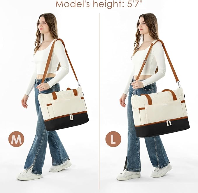 Gym Bag for Women, 45L Carry On Travel Duffel Bag with Shoes Compartment, Weekender Overnight Bag with Wet Pocket for Women, Travel, Gym, Weekend, Large Size