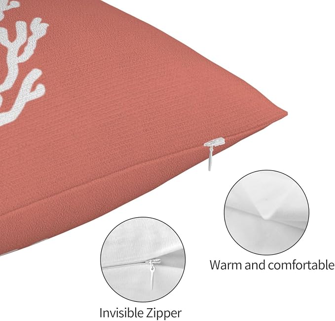 Coastal Pillow Covers 12x20 Set of 2 Orange Coral Starfish Throw Pillows Nautical Ocean Decorations Summer Linen Beach Pillowcase Outdoor Decor Farmhouse Lumbar Cushion Case for Couch Home