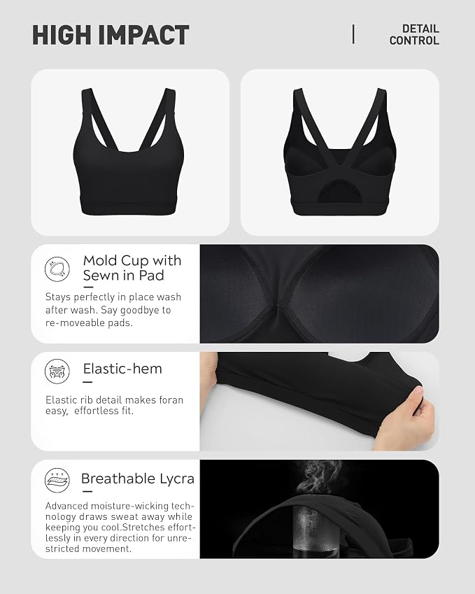 RUNNING GIRL Sports Bras for Women,Light Impact Molded Cup Strap Sports Bra with Sewn in Pads,Best for A-C Cup