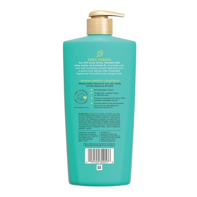 Jergens Shea Fusion Tropical Escape Body Lotion, Scented Lotion, Moisturizing Body Lotion made with Shea Butter and Vitamin E, 14 fl oz